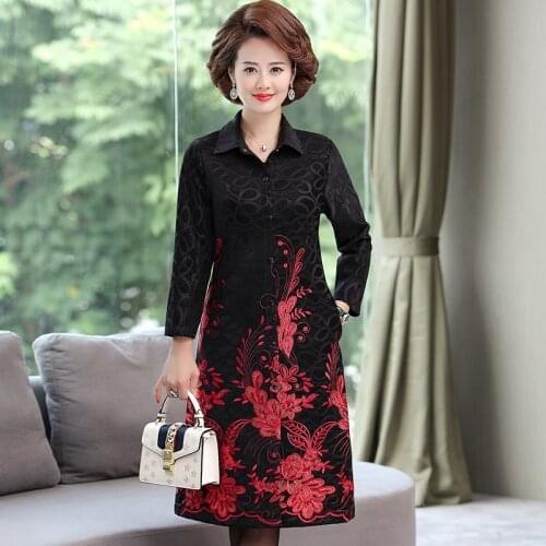Womens Embroidery flower Long Elegant Outwear Spring Autumn Female Woman Lace Flower Cardigan Trench Coat Overcoat
