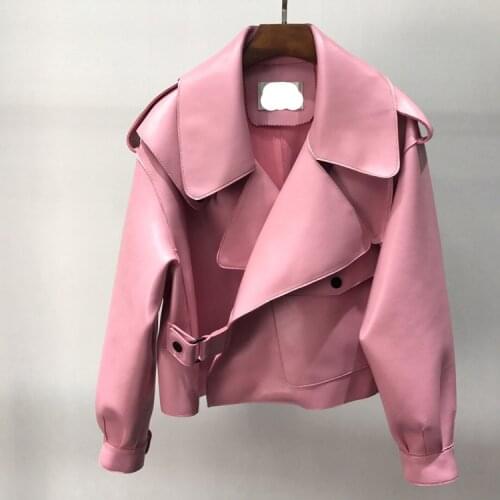 Genuine Leather Jacket women real sheepshin leather coat 2019 spring new fashion real leather jacket