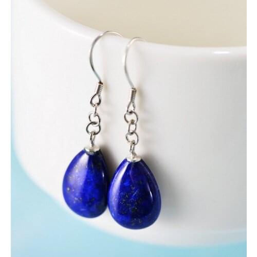 2020 new s925 pure silver woman earrings retro palace style chain water drop lapis lazuli earrings female earrings