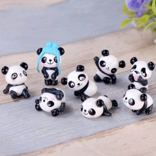 ZOCDOU 1 Piece Chinese Panda Bear Cat Bearcat Model Small Statue Figurine Mini Crafts Ornament Miniatures DIY Home Garden Decor
