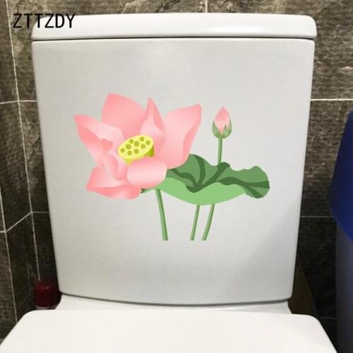ZTTZDY 23.5*17.6CM Hand Painted Chinese Style Lotus Home Rooms Wall Sticker Mural Toilet Decor Decal T2-0098