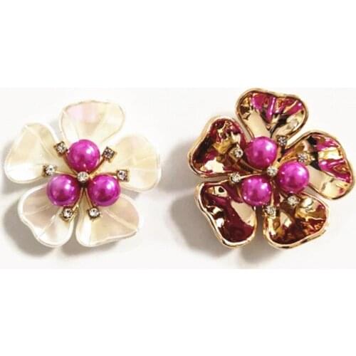 10 PCS 38mm 5 Colors Imitation Shell Pearl Flowers For Earring Clothing Hair Accessories DIY Jewelry Making