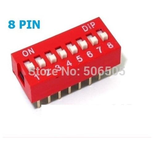 10pcs 8 Position 8Pin DIP Switch 2.54mm Pitch 2 Row 8P Slide DIP Switch