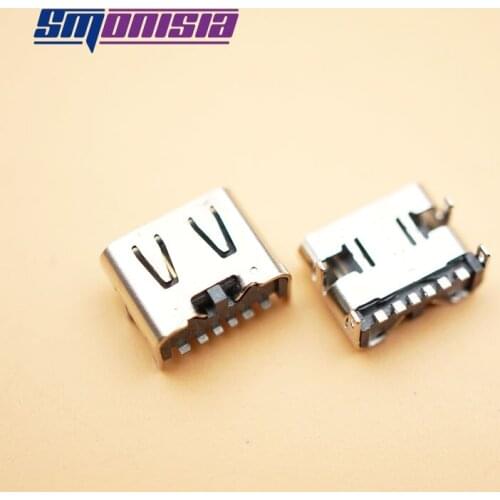 Smonisia 100pcs 6P SMT USB 3.1 Female Socket Type-C DIP Short Vertical Single Row Connector