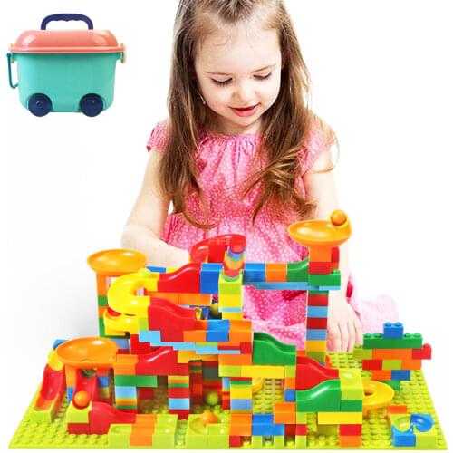 165/330PCS Marble Race Run Small Block Maze Ball Track Building Blocks Funnel Slide Blocks DIY Assembly Bricks Toy Gift For Kids