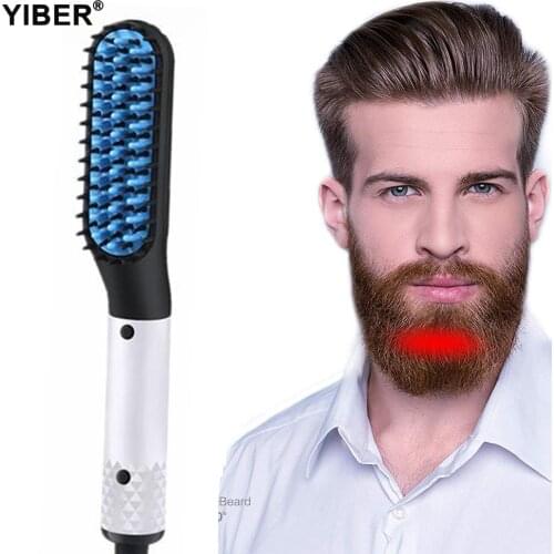2.0 Beard Hair Straightener Hairdressing Comb Electric Hair Straightening Flat Iron Mens Beard Hair Styling Heating Comb