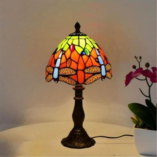20CM Tiffany Table Lamp E27 AC85-265V Dragonfly Style Bedroom Bedside Lamp Creative Fashion Retro Table Lamp