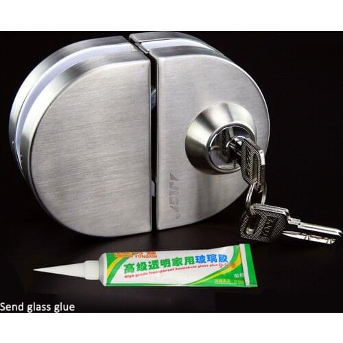 304 Stainless Steel Central Glass Door Lock Entry Gate 10-12mm Glass Swing Push Sliding Door Lock for Home with Keys