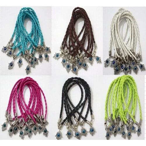 40pcs Hot New Fashion Kabbalah Fatima Hamsa Hand Evil Eye Charms Lucky Bracelet Protection Women D13