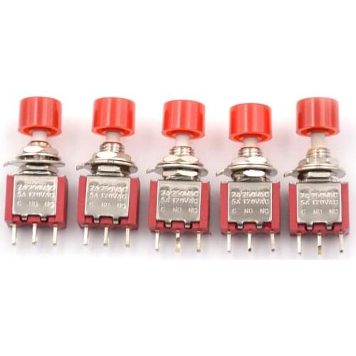 5pcs/lot 3Pin C-NO-NC 6mm Momentary Automatic return Push Button Switch ON-(ON) 2A 250V AC/5A 120V AC Toggle Switches