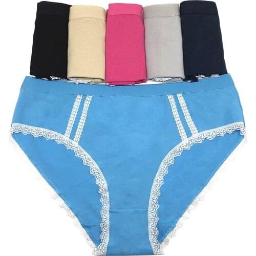 OURBLOG Plus Size 4XL 5 Pcs Womens Cotton Briefs Solid Cute Bow Sexy Ladies Lingerie Panties Woman Underwear For Girls