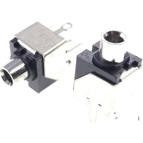 50pcs Vertical Audio Jack 3.5 mm 3 pin Mono channel socket Internal Switch for 2 poles earphone plug through hole DC30V 0.5A