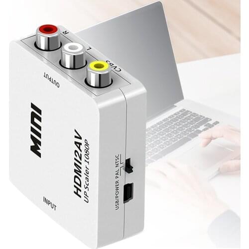 Adapter HDMI to AV No Power ABS Audio Video Converter For Old TV Smart Android Set-Top Box