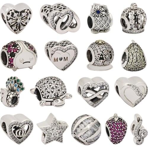 Lomeo 925 silver cute animal peacock, tortoise, insect, owl, DIY charm bracelet accessory female