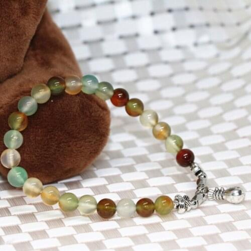 Wholesale factory outlet natural multicolor agat onyx carnelian women bracelet round stone beads 6mm diy jewelry 7.5inch B1983