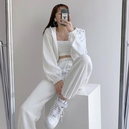 Plus Size Female Harem Pants Korea Women High Waist Drawstring Pants Solid Color Loose Jogging Trousers for Ladies Streetwear