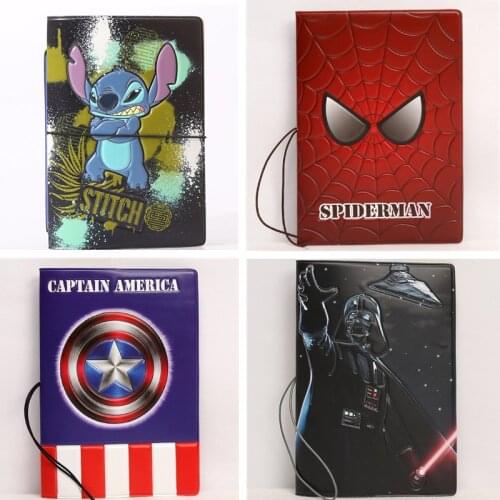 Disney Marvel Spiderman Passport Cover Hulk Iron Man Cartoon 3D Wallet Boys Girls Passport Case Portable ID Address Card Holder