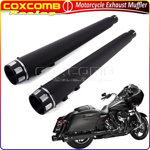 For Harley Touring Road King Electra Road Glide 1995-2016 Motorcycle 4" Exhaust Pipe Slip-on Mufflers Silencer w/ Chrome End Cap