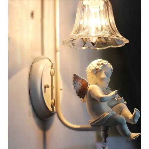 Foyer living room bedside aisle stairs cafe bar hotel corridor wall lamp Nordic rural angel wall lamp LB122517