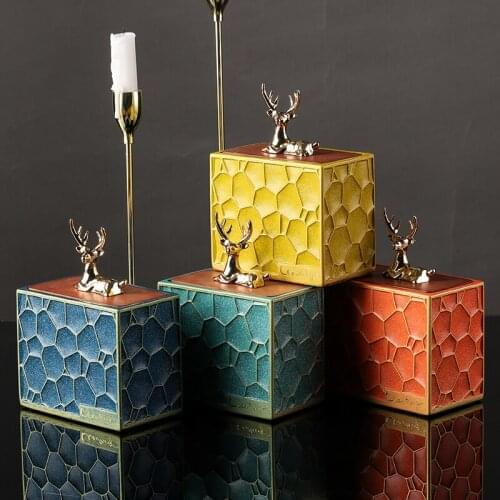 Classic retro luxury living room decoration storage toothpick box Exquisite water texture art cotton swab box