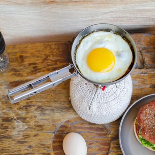 Keith Mini Egg Frying Pan Portable Titanium Cookware Hiking Camping Picnic Tableware With Folding Handle Cooking Pot Ti6032