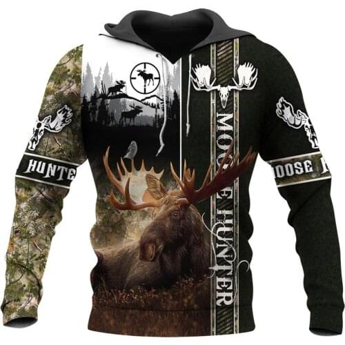 Moose Hunter 3D All Over Printed Hoodie For Men/Women Harajuku Fashion Animal hooded Sweatshirt Casual Jacket Pullover