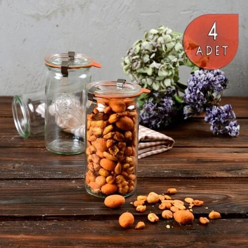 Weck 340 ml Glass Cylinder Storage Jar Set (4 Pcs)