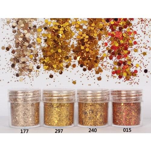 Gloden set Hexagon Glitter Sequin Mix In Christmas Theme Embellishment for Resin Crafts Festive Jewelry Tools Uv Resin Pigment