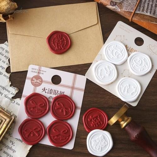 XINAHER 4pcs/set vintage sealing wax paster sticker package DIY diary wedding decoration sticker album scrapbooking