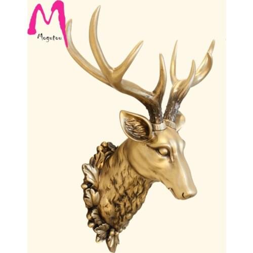 [MGT]Big Deer Head Statue Decoration Accessories 3D Animal Abstract Sculpture Wall Hang Decor Christmas Statue Living Room Mural
