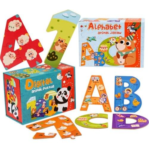 New Digital Letter Animal Paper Puzzle Toy Childrens Educational Montessori Learning Cartoon Pattern Early Education Toy Gift