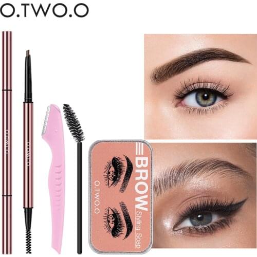 O.TWO.O Eyebrow Soap Brow Pencil Long-lasting Waterproof Eye Brow Pen Gel Wax With Trimmer Fluffy Feathery For Eyebrow Enhancers