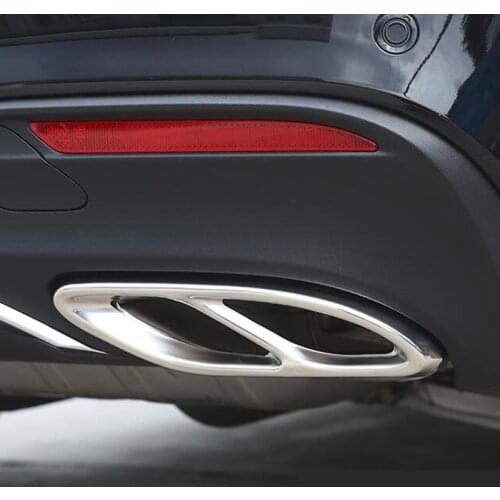 Car Tail Exhaust Cover Trim Stainless Steel Tail Vent Decoration Frame For Mercedes Benz E 2014-2016 C 2015-2016 GLC 2016-2017