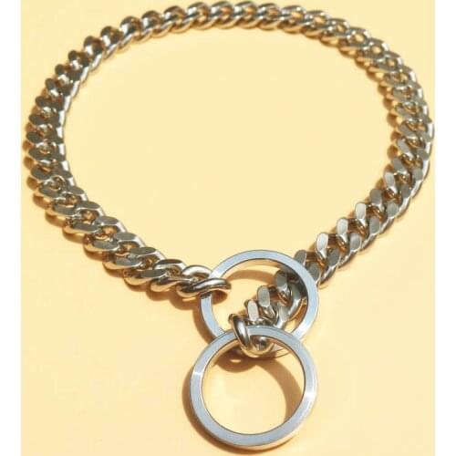 Stainless Steel Dog Chain Metal Training Pet Dog Collar Silver Slip Collars for Large Dogs Pitbull Bulldog 35-65cm Neck Girth