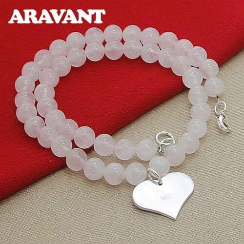 New Arrival Pink Freshwater Pearl Necklaces 925 Silver Heart Pendant Necklace For Women Wedding Jewelry Gifts