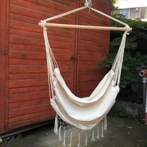 Portable Camping Beach Hammocks Chair Cotton Rope Net Swing Rope Balcony Indoor Garden Tassels Seat