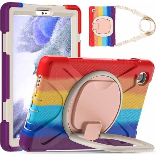 Rotary Case for Samsung Galaxy Tab A7 Lite 8.7 2021 SM-T220 SM-T225 Silicone Shockproof Stand Cover Holder with Handle Grip