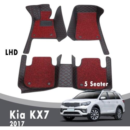 Luxury Custom Car Floor Mats Carpets For Kia KX7 2017 5 Seater Auto Double Layer Wire Loop Interior Artificial Leather Foot Pads