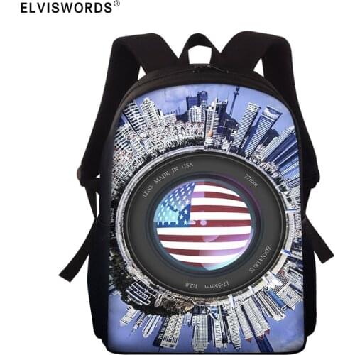 ELVISWORDS Women Men School Backpack American National Flag Printing School Bags For Boys Girl Kids Schoolbag Mochila Escolar