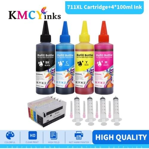 KMCYinks Compatible Cartridge Replacement For HP 711 XL Deskjet T520 T120 T520 36 T520 610 T520 914 Printer + 4 Bottle Ink