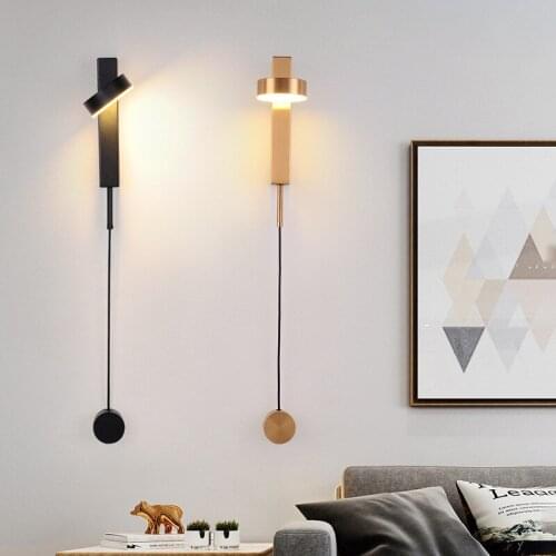 Modern Gold LED Wall Lamp Simple Design Art Sconce Wall Lights Bedside Bedroom Long Line Creative Living Hallway Decor Lighting