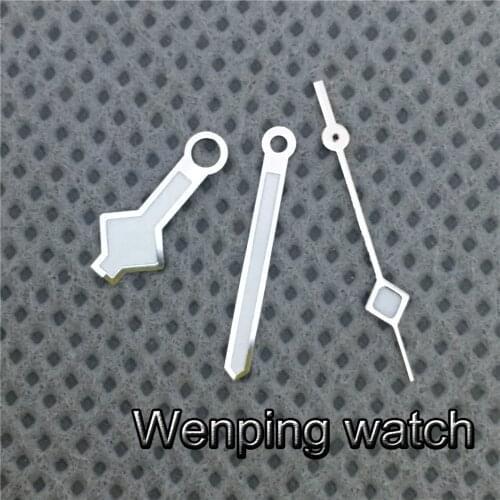 Silver Watch Hands Green Luminous Fit NH35 NH36 Miyota 8205 8215 82 Series Mingzhu DG 2813 3804 Movement