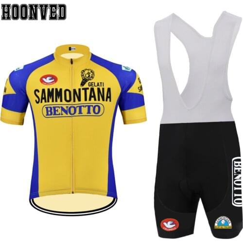 Tour de Spain Man SAMMONTANA Retro cycling Jersey Short sleeve set Triathlon Riding suit Bib Shorts 9D Gel Pad maillot ciclismo