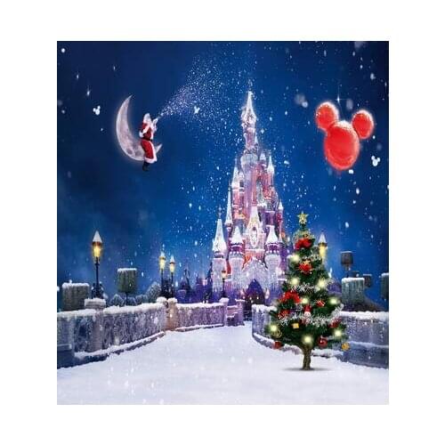 TR Snow Castle Christmas Tree Photography Backgrounds High-grade Vinyl Cloth Computer Printed Christmas Backdrops Photo Backdrop