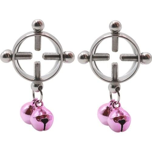 Stainless Steel Screw Nipple Torture Metal Nipple Clamps With Bells Breast Stimulator Flirt Sex Tools For Sale Woman Erotic Toys