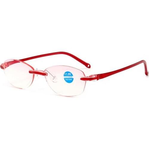 High Quality Fashion Men Women Frameless Anti Blue Rays Reading Glasses High Clear Coating Radiation Protection Presbyopia Glass