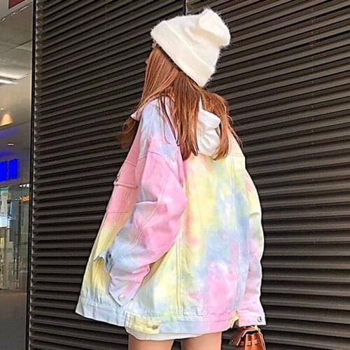 2021 Jacket Denim Fashion Loose Real Shot For Women Color Hand Drawn Free Shipping