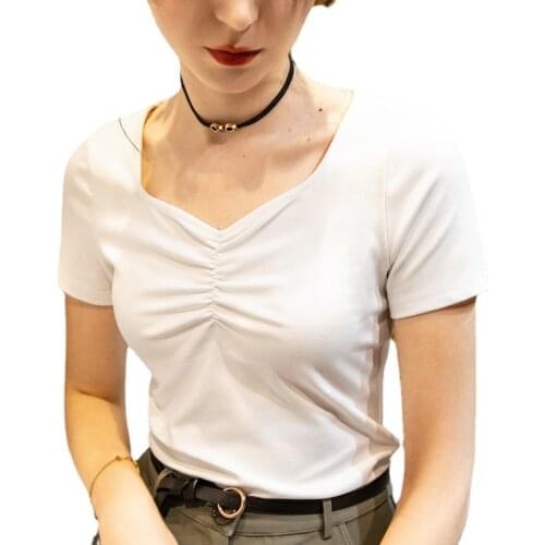 Summer 2021 New Short Sleeve Retro Square Collar Woman Tshirts Women Fashion Y2K Tops Female Clothing Crop Top