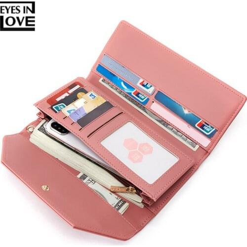 Women Wallets Fashion Lady Wristlet Handbags Long Money Bag Zipper Coin Purse PU Leather Cards ID Holder Clutch Female Wallet