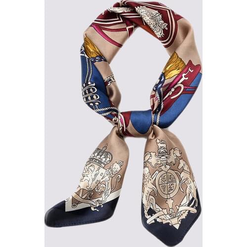 70cm Luxury Print Neck Scarf for Women Small Silk Bandana Bright Fashion Headwear Decorated Scarf